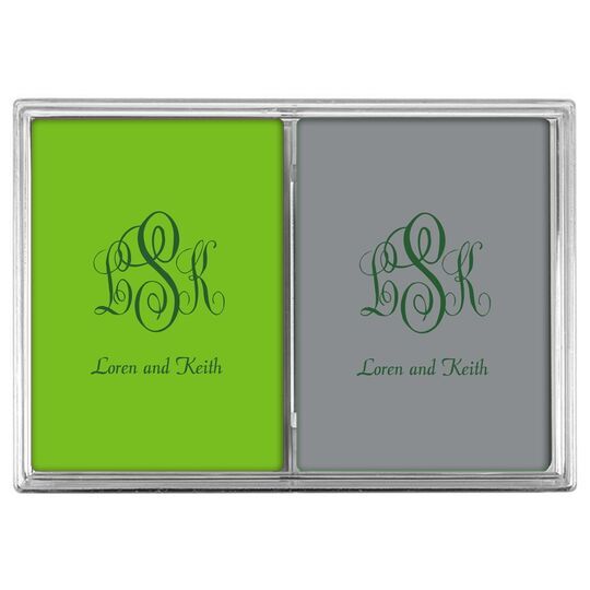 Script Monogram with Small Initials plus Text Double Deck Playing Cards